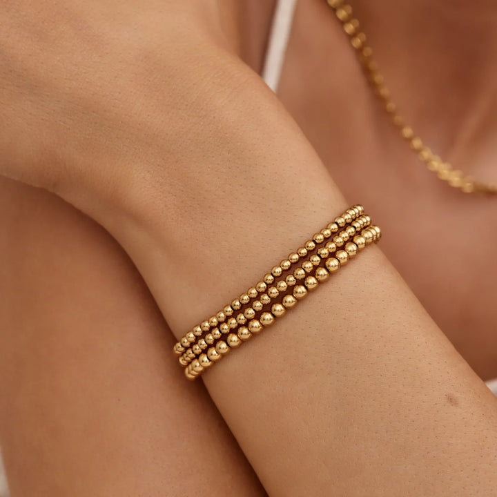 Pulsera Apilada de Perlas Doradas 433