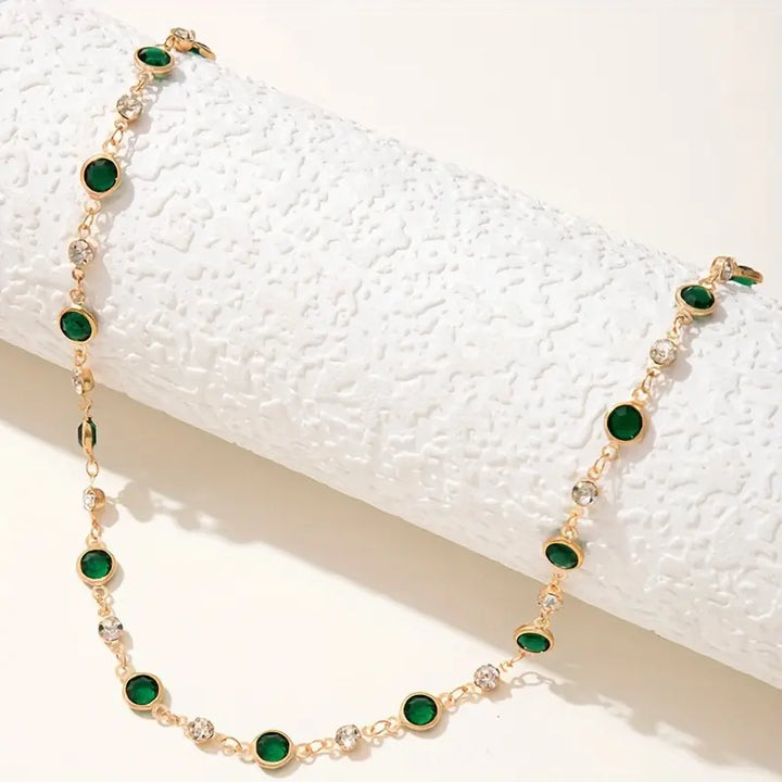Collar con Colgante de Cristal Verde Esmeralda