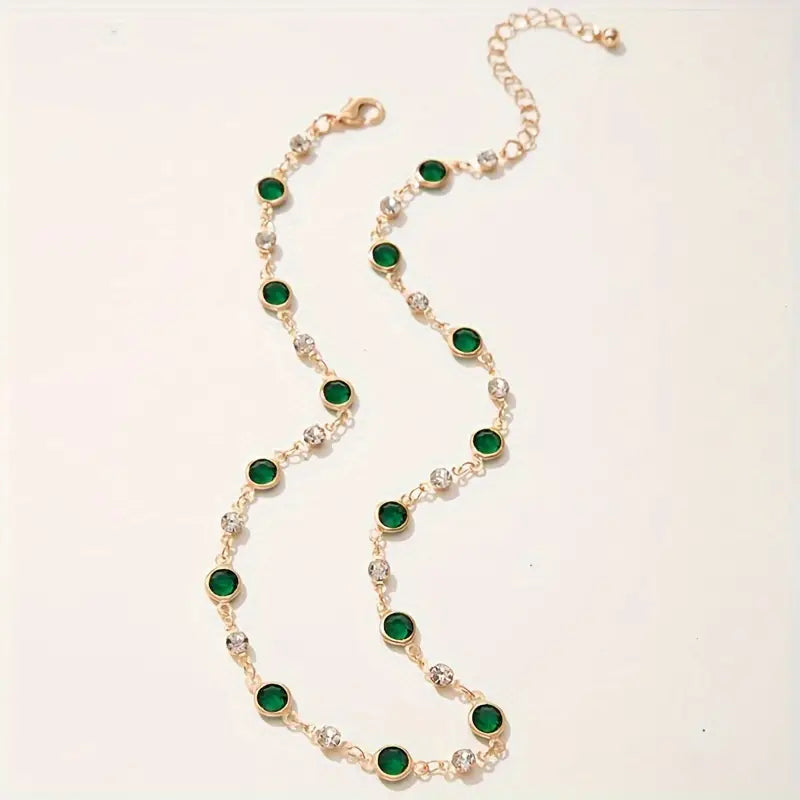Collar con Colgante de Cristal Verde Esmeralda