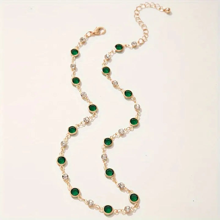 Collar con Colgante de Cristal Verde Esmeralda