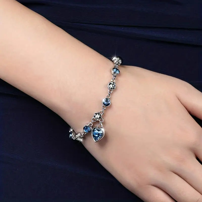 Pulsera Brillante Corazón del Océano | Oro Blanco