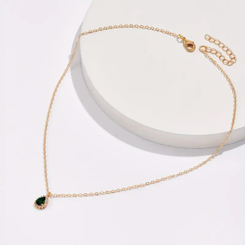 Collar de Gota de Agua Verde