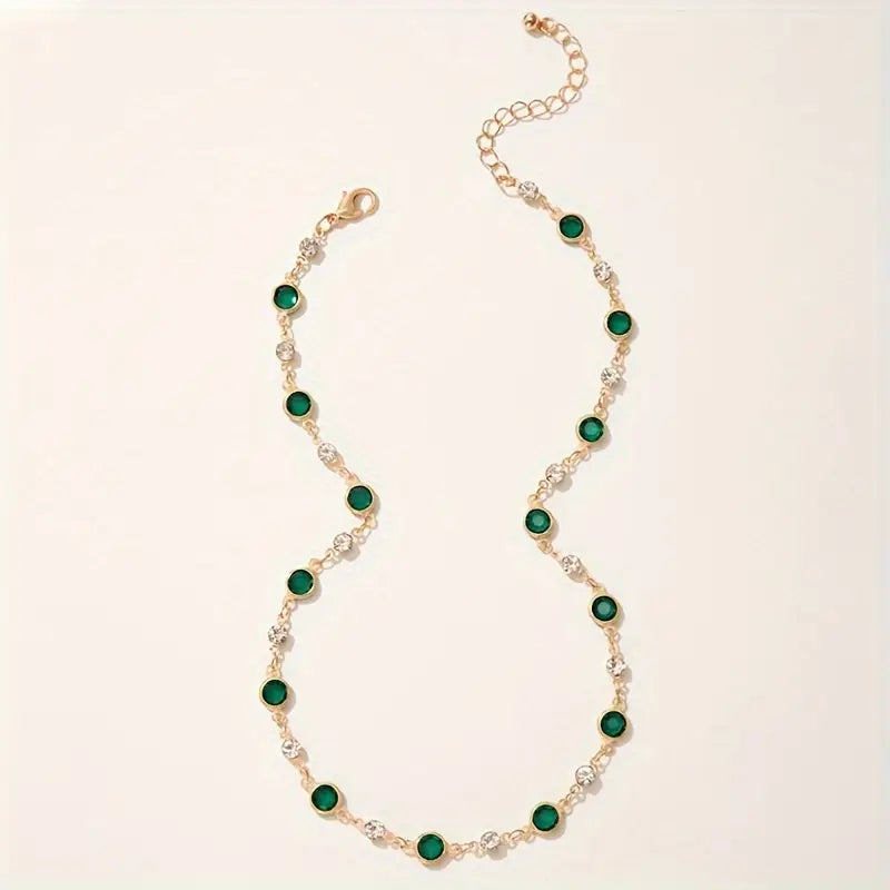 Collar con Colgante de Cristal Verde Esmeralda