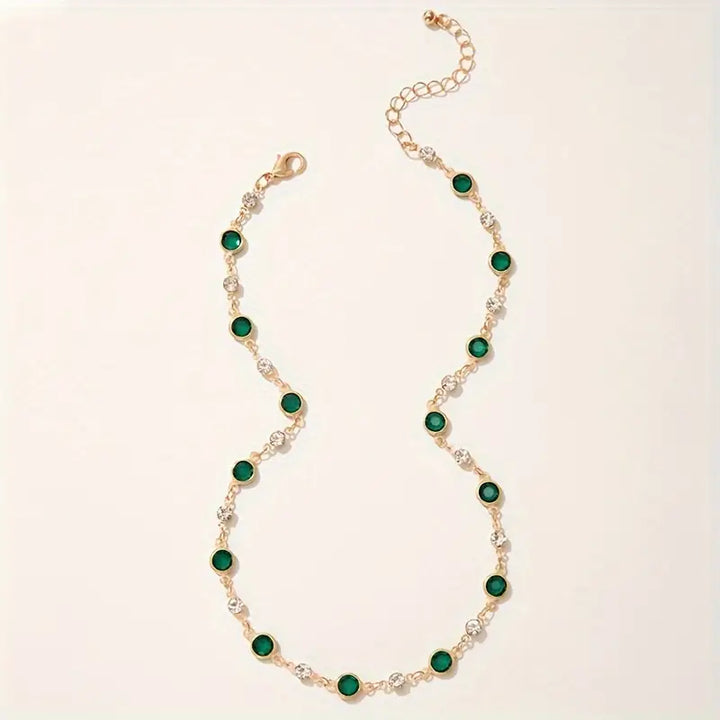 Collar con Colgante de Cristal Verde Esmeralda