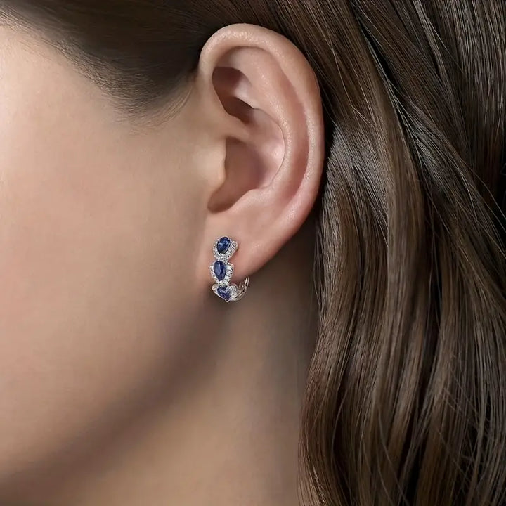 Pendientes Royal Sapphire Crest | Oro Blanco