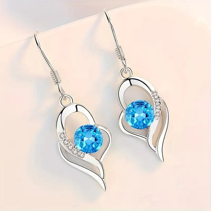 Pendientes de Gota Eclipse Corazón | Oro Blanco
