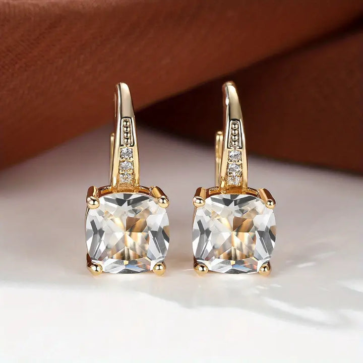 Pendientes de Aro de Piedra Zafiro Místico en Oro