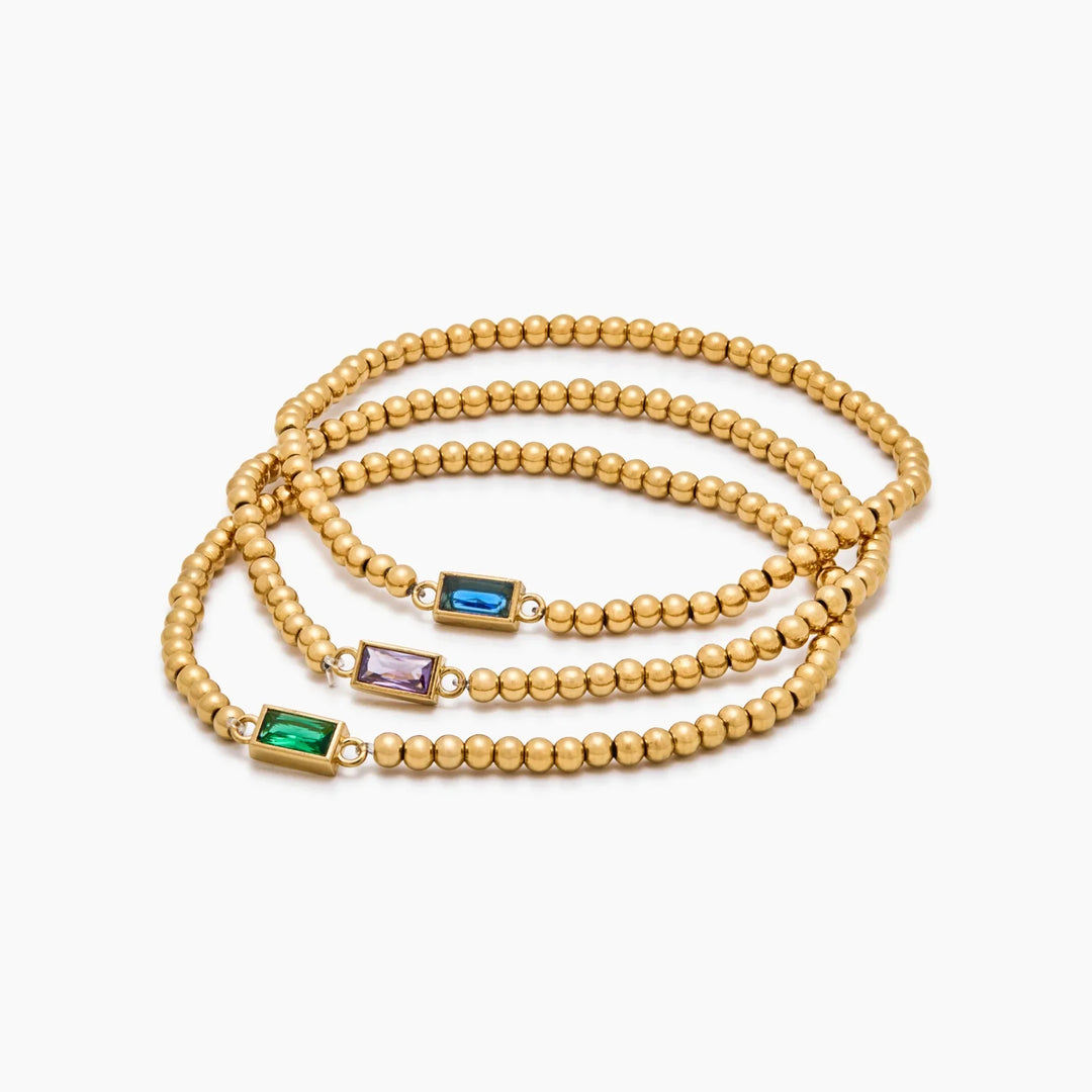 Pulsera de Piedra de Nacimiento con Perlas Doradas