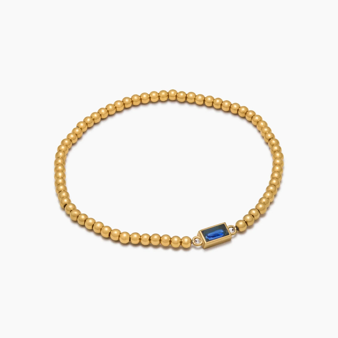 Pulsera de Piedra de Nacimiento con Perlas Doradas