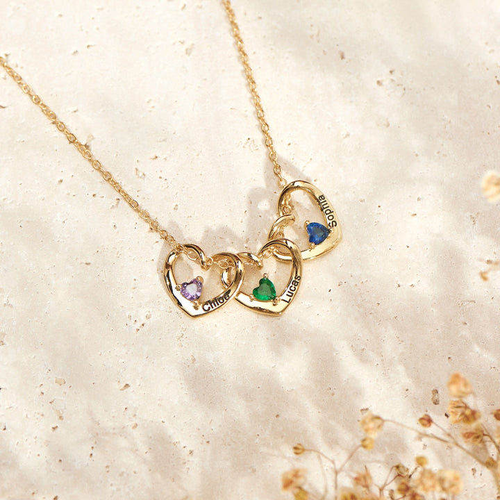 Collar con Colgantes de Corazón y Nombre de 1 a 5