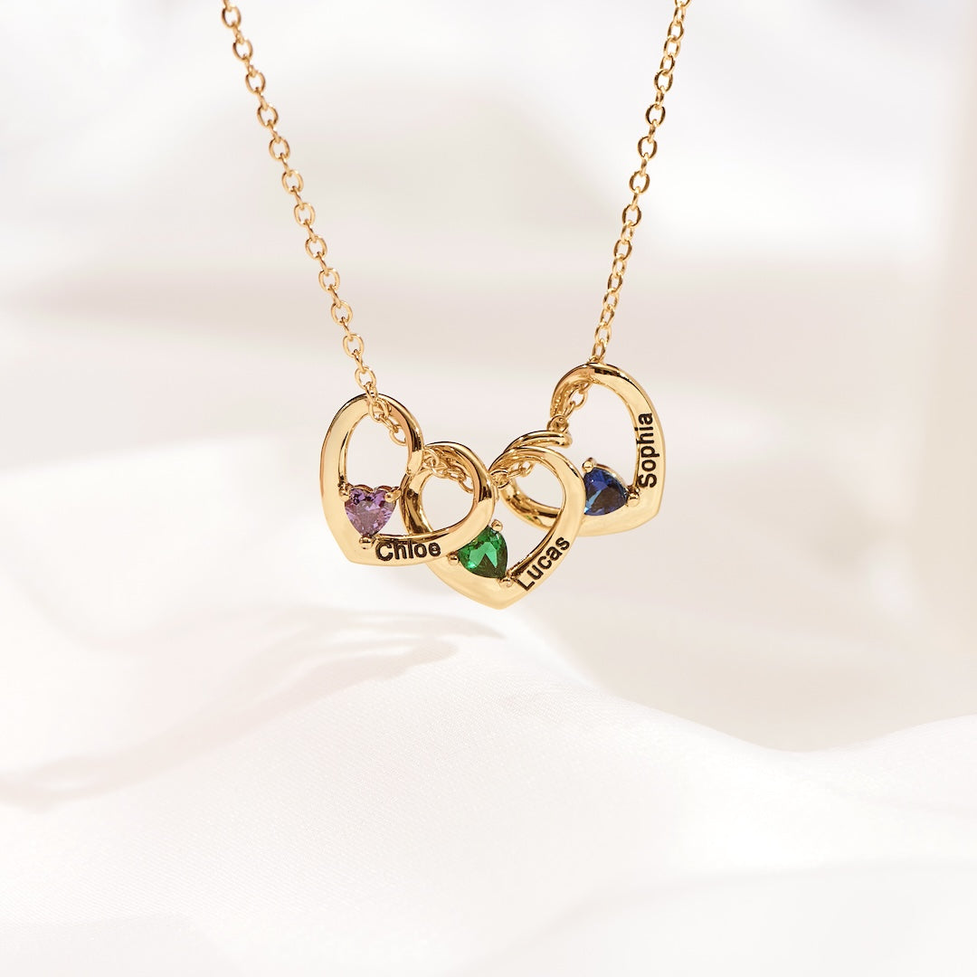 Collar con Colgantes de Corazón y Nombre de 1 a 5