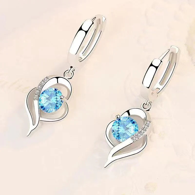 Pendientes de Gota Eclipse Corazón | Oro Blanco