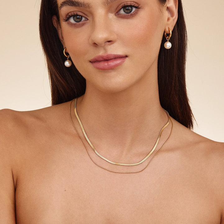 Collar de Cadenas Dobles de Serpiente en Capas