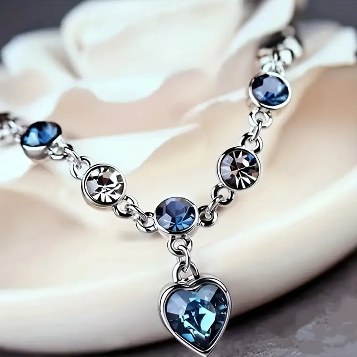 Pulsera Brillante Corazón del Océano | Oro Blanco