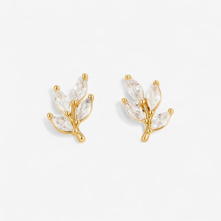 Pendientes de Stud con Hoja de Cristal