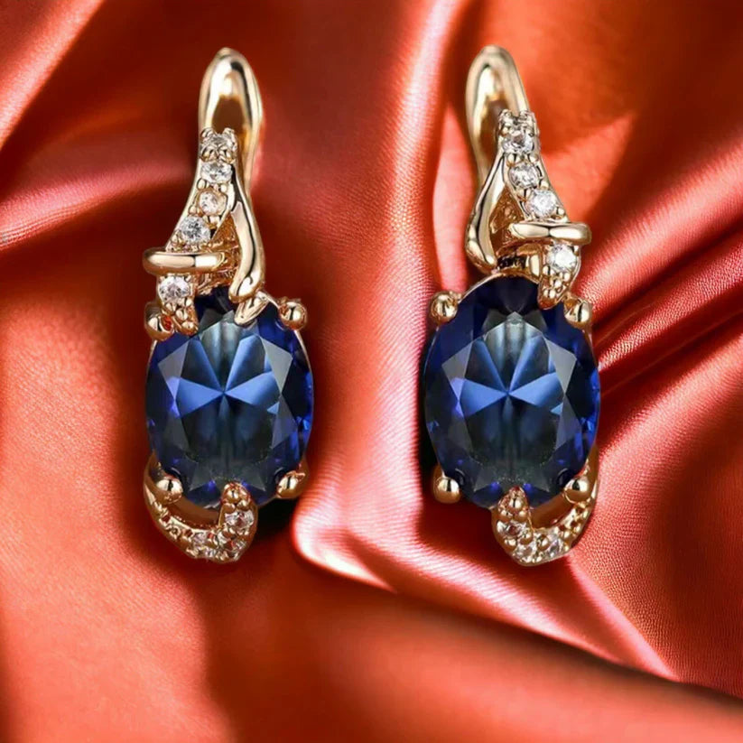 Pendientes de Gota Oro Real Medianoche