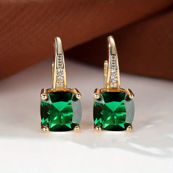 Pendientes de Aro de Piedra Zafiro Místico en Oro
