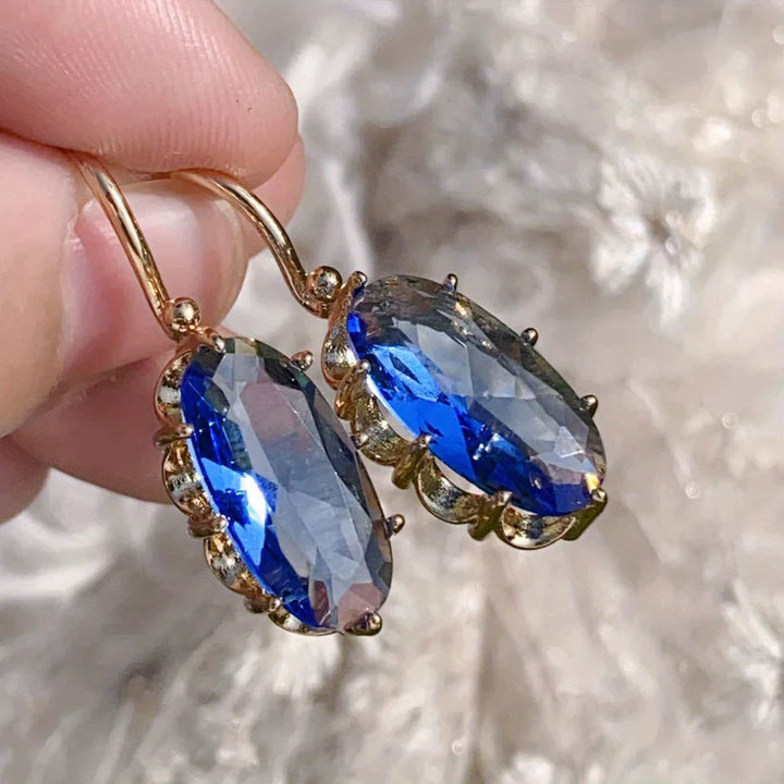 Pendientes de Oro Azul Flor Dorada