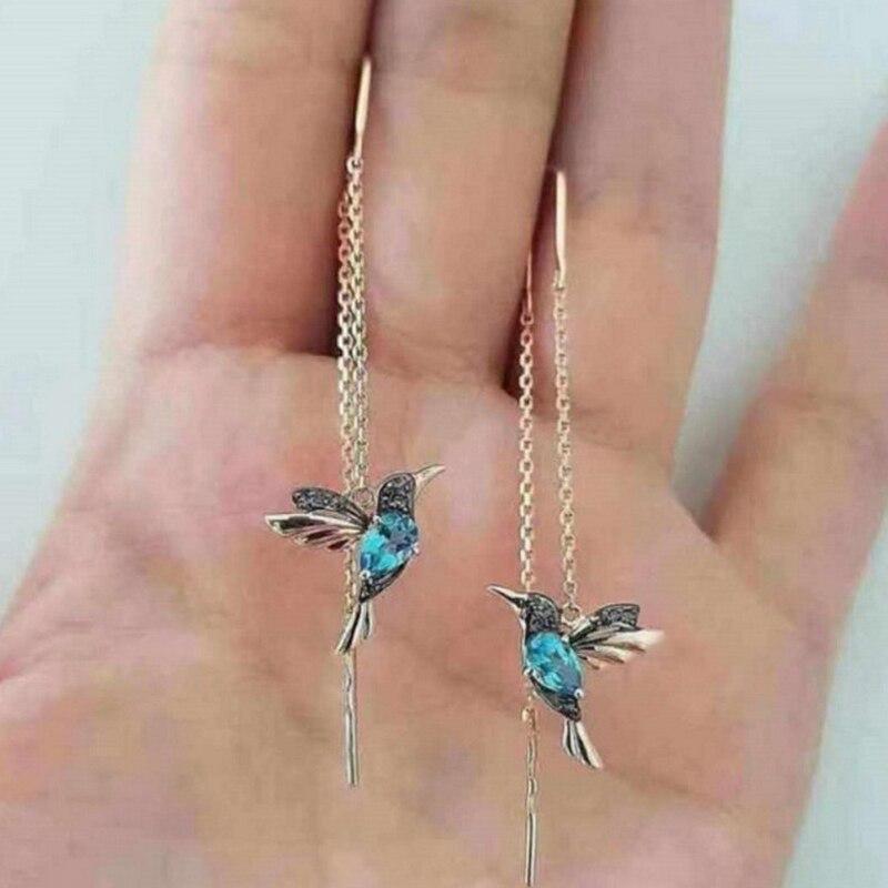 Lyra | Pendientes con esmalte de colibrí y zirconia