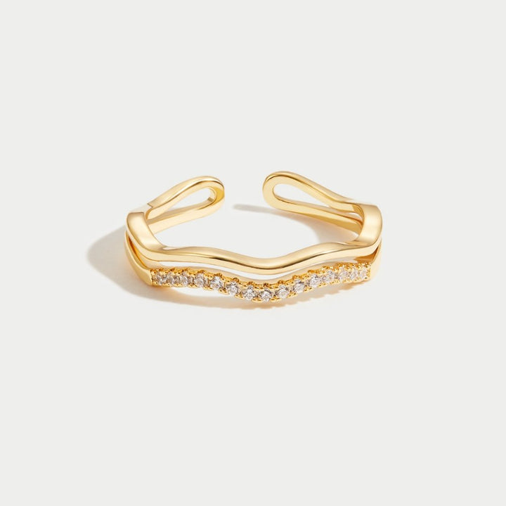 Anillo de Oro y Cristal Juni en Capas