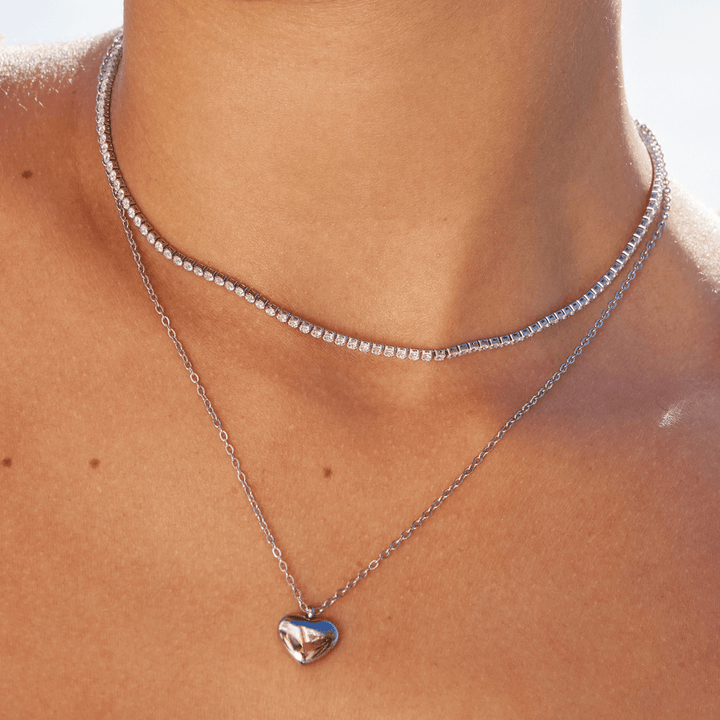 Collar de Cristal Plateado Cordelia