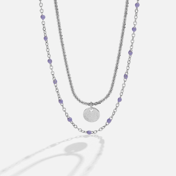 Collar de cuentas de moneda de plata en capas Lia