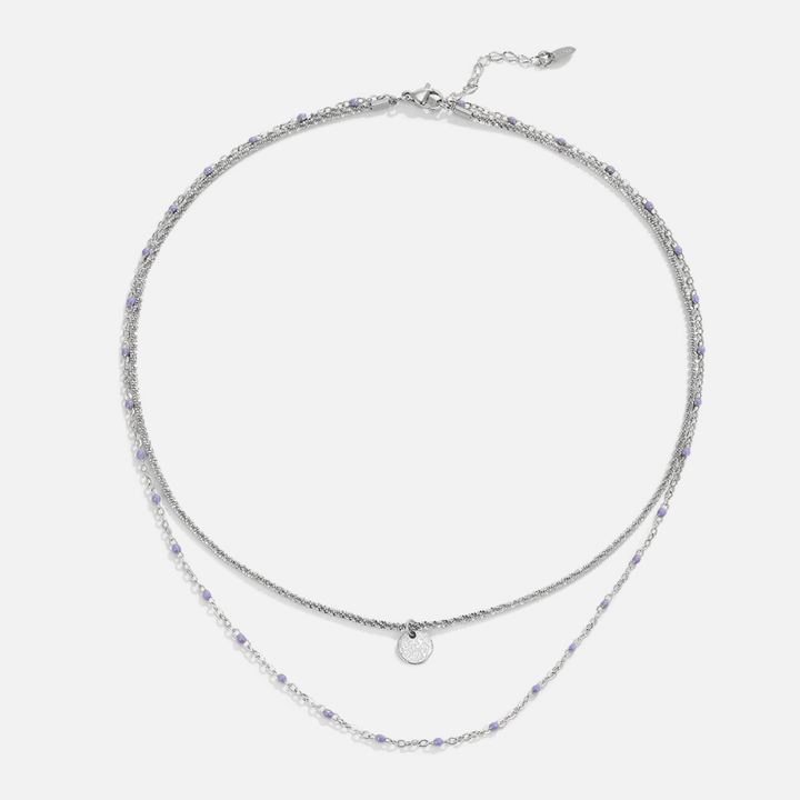 Collar de cuentas de moneda de plata en capas Lia