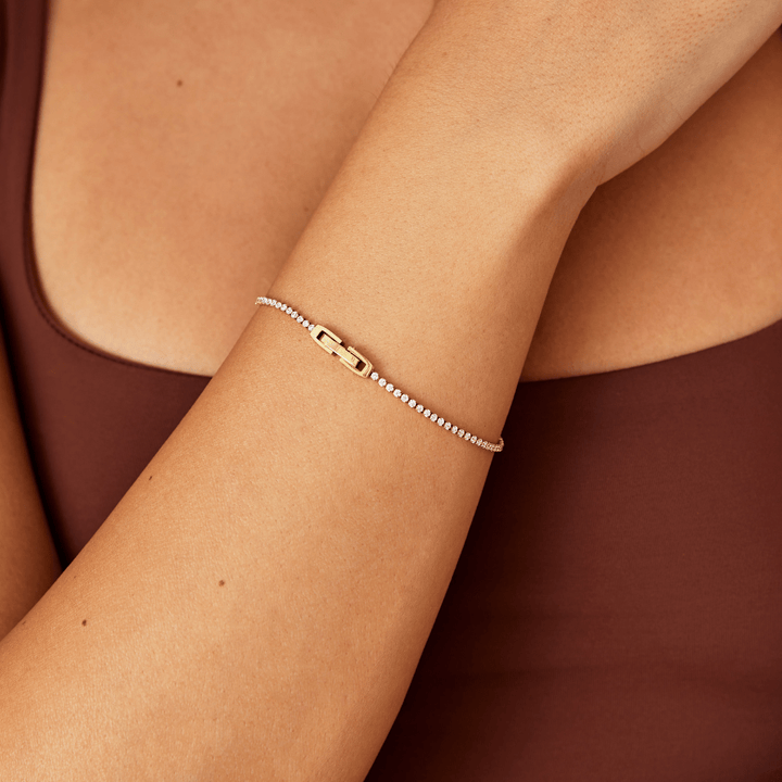Pulsera de Cristal Blanco Niyah con Oro