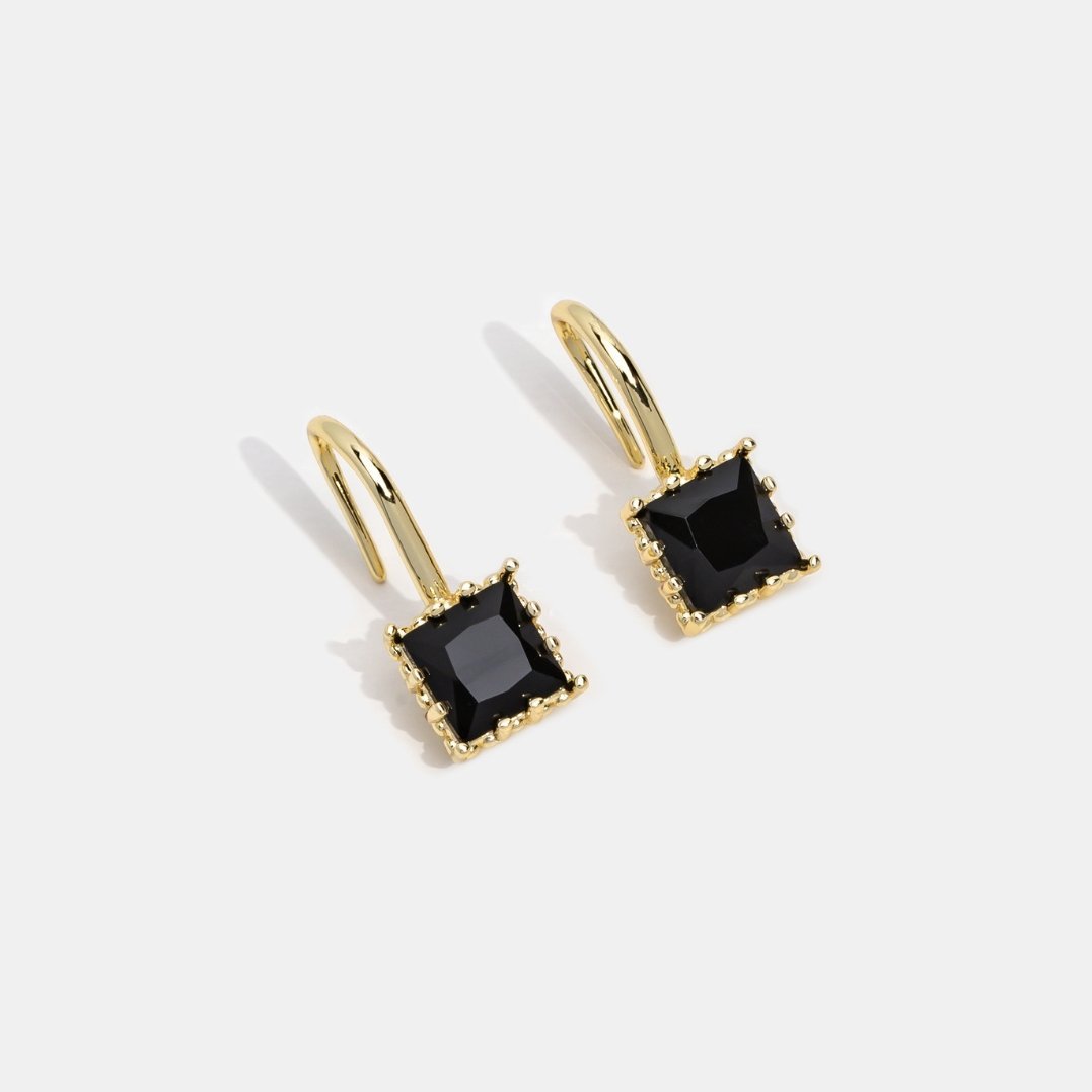 Pendientes Colgantes de Cristal Negro Piper