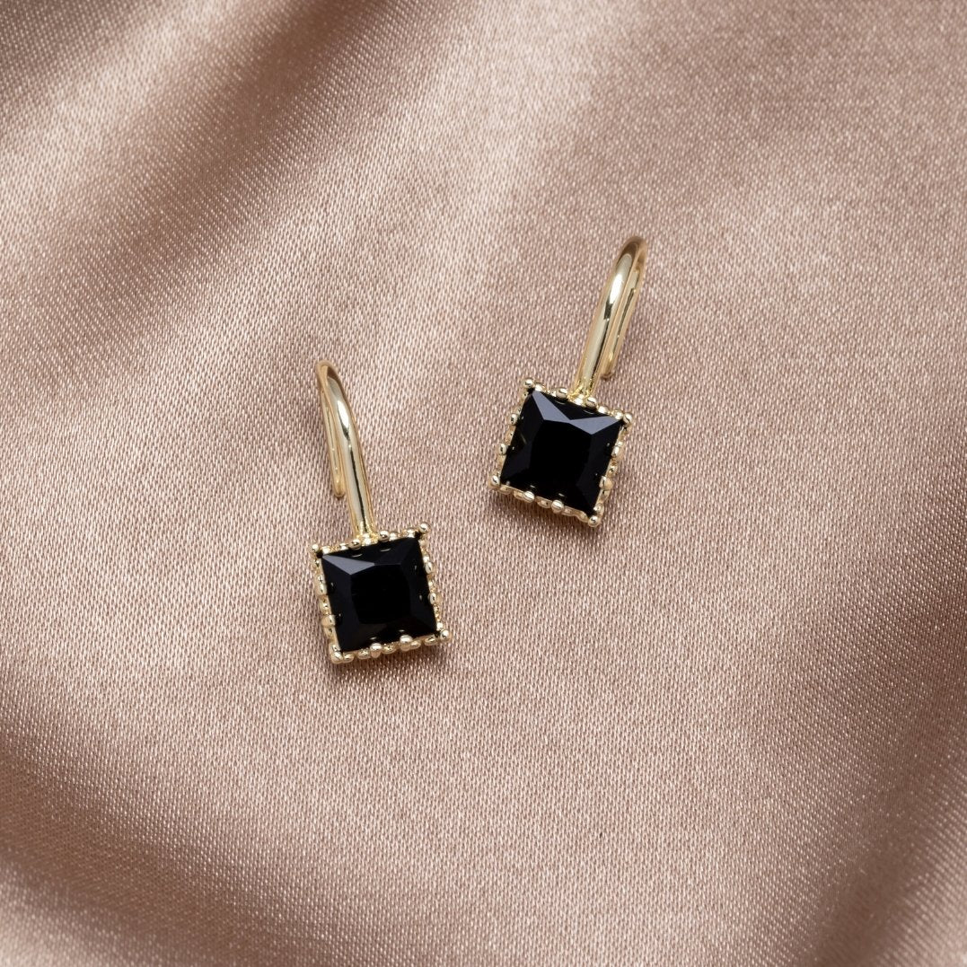 Pendientes Colgantes de Cristal Negro Piper