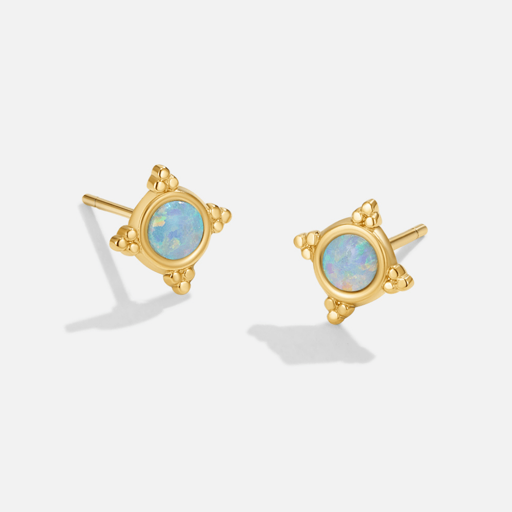 Pendientes de Stud de Ópalo Azul Vintage
