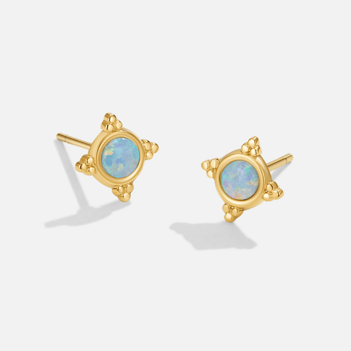 Pendientes de Stud de Ópalo Azul Vintage