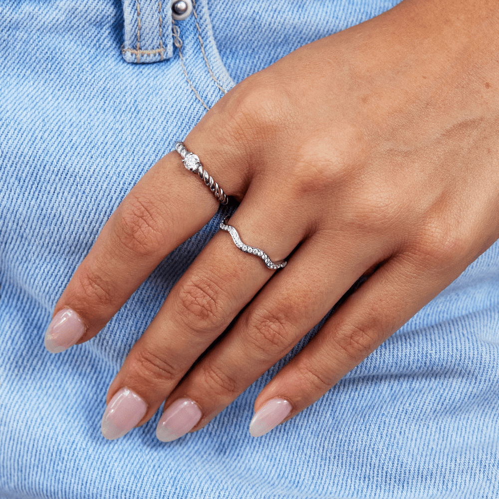 Anillo de Onda de Cristal y Plata Zenya