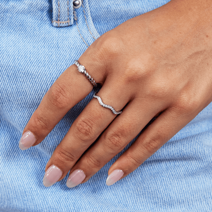 Anillo de Onda de Cristal y Plata Zenya