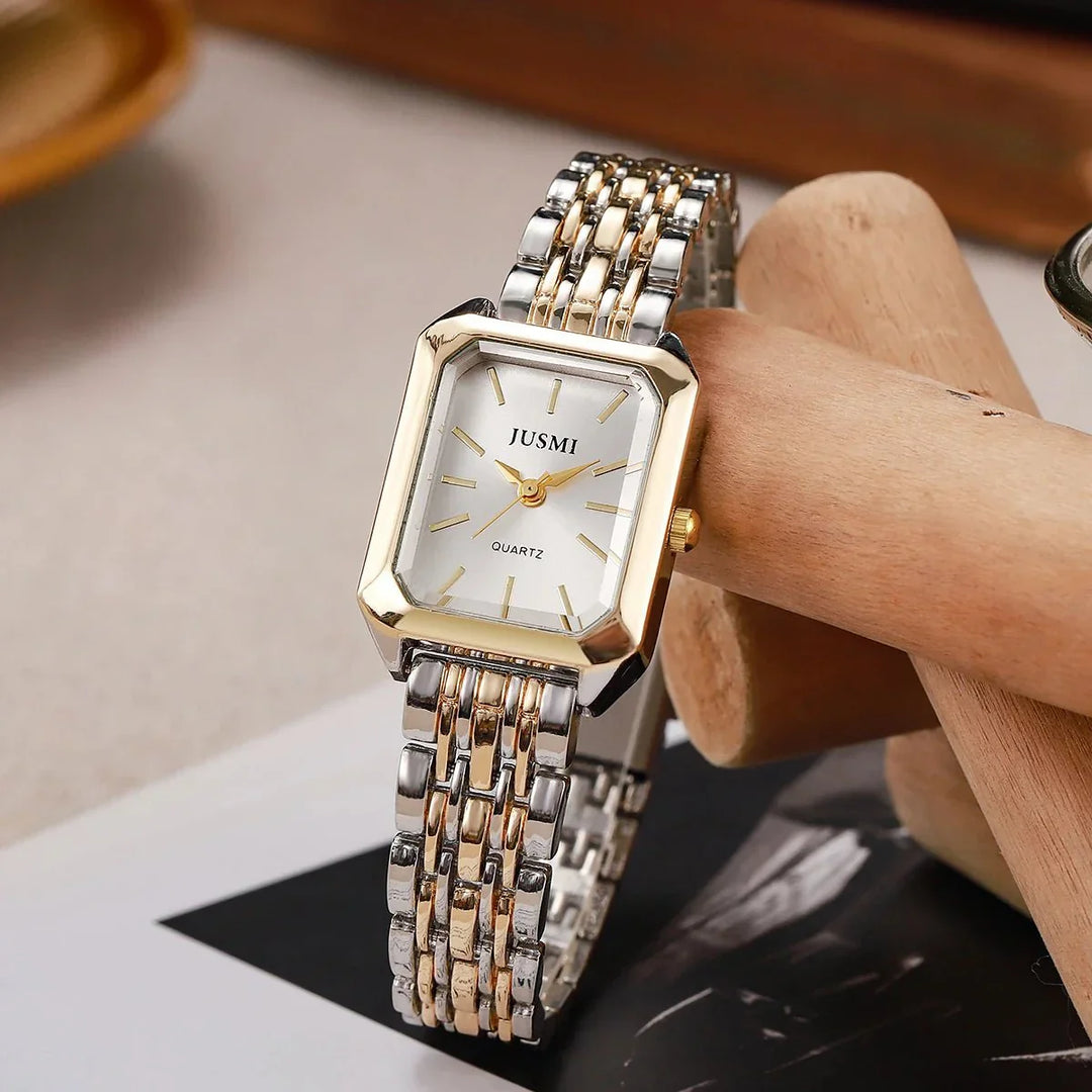 Reloj de Cuarzo con Esfera Cuadrada y Correa de Acero - Elegante y Duradero