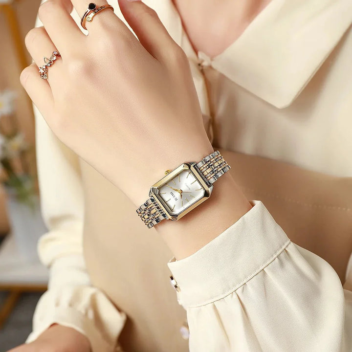 Reloj de Cuarzo con Esfera Cuadrada y Correa de Acero - Elegante y Duradero