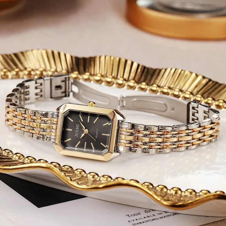 Reloj de Cuarzo con Esfera Cuadrada y Correa de Acero - Elegante y Duradero
